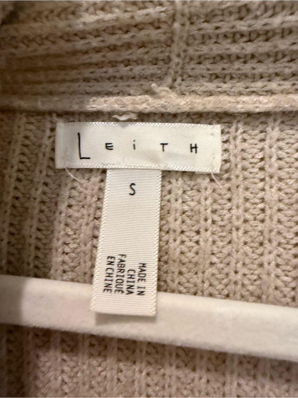 Leith Neutral Beige Open-Front Knit Cardigan - Picture 2 of 4